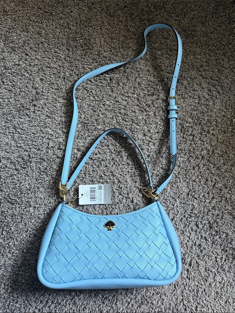 kate Spade small shoulder Blue Woven Leather Bag Gold Hardware KL026 Retail $399